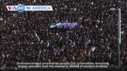 VOA60 America - Commencement ceremonies largely peaceful over the weekend
