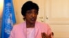 Outgoing U.N. Human Rights Commissioner Navi Pillay talks during an interview to Reuters in her office in Geneva, Aug. 19, 2014.