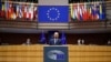 Presiden Uni Eropa Charles Michel di Gedung Parlemen Uni Eropa, Brussels, 20 Januari 2021.