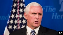Vice President Mike Pence speaks about the U.S.-Mexico-Canada trade agreement at the Heritage Foundation, Sept. 17, 2019, in Washington.