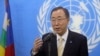 FILE - United Nations Secretary-General Ban Ki-moon speaks to the media during a press conference in Bangui, Central African Republic.