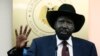 South Sudan's President Salva Kiir gestures during a news conference in Juba, Dec. 18, 2013. 