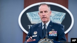 Pentagon spokesman Air Force Brig. Gen. Patrick Ryder speaks at the Pentagon on Oct. 26, 2023 in Washington.